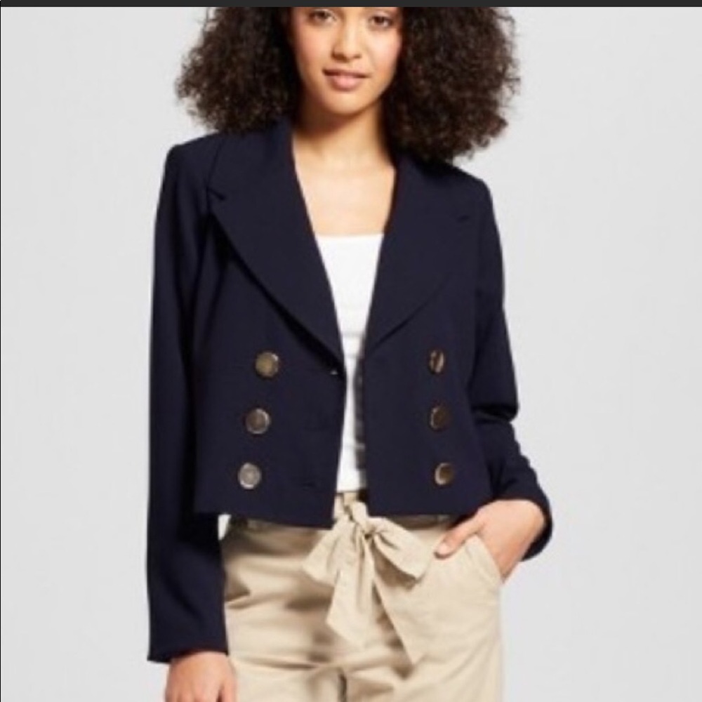 A New Day Navy Cropped Nautical Blazer, Medium